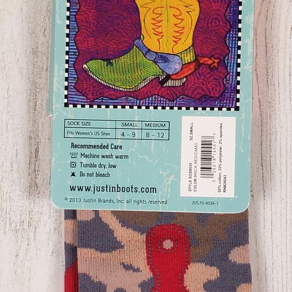 NWT Justin Boots Fashion Cushioned Sole Over The Calf Socks Women's Size Small - Picture 5 of 8